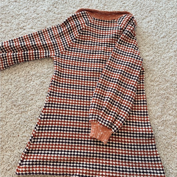 Free People Orange/Purple Chenille Knit Houndstooth Checkered Patterned Dress XS - Picture 13 of 15